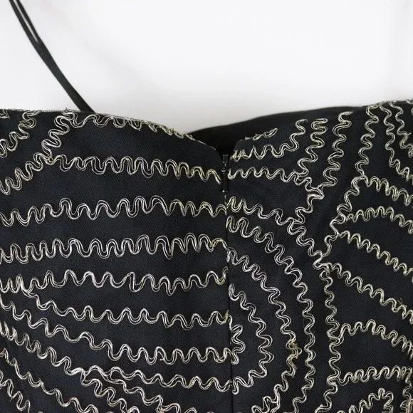 Oscar de la Renta Strapless Black Gold Metallic Swirl Gown Formal Dress Silk 8 - Picture 5 of 11